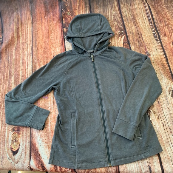 Tops - REI Gray Hooded Fitted Zip up Sweatshirt Medium